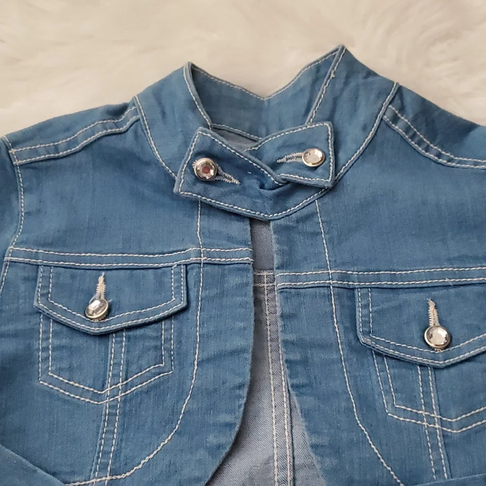 Cropped Blue Denim Jean Jacket shrug - Picture 8 of 9
